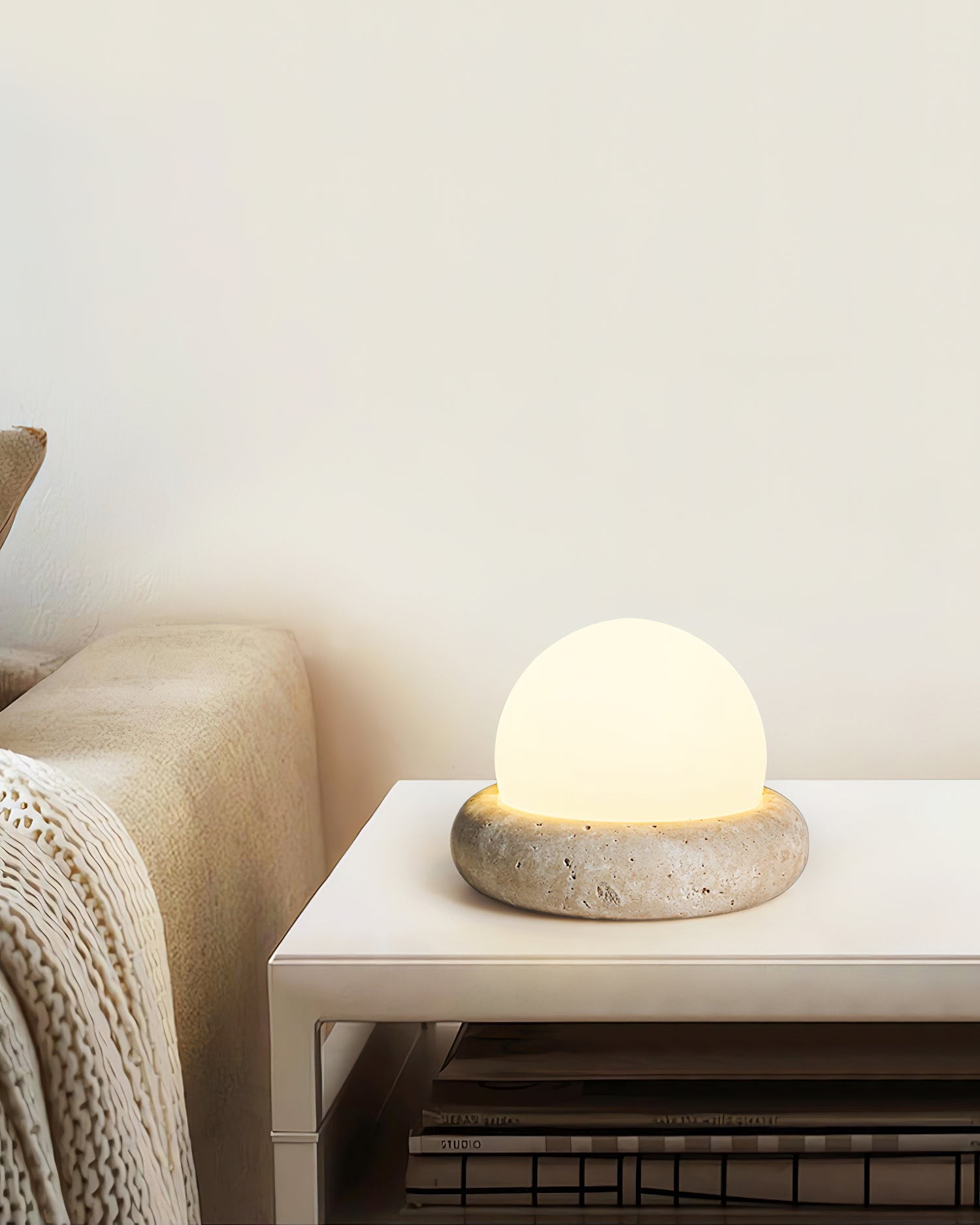 Modern Travertine Cute Mini Orb Table Lamp G40