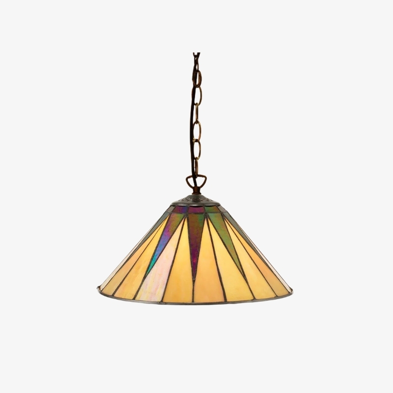 TF Dark Star Tiffany Pendant - Stained Glass Geometric Design Ceiling Light for Living Rooms T868