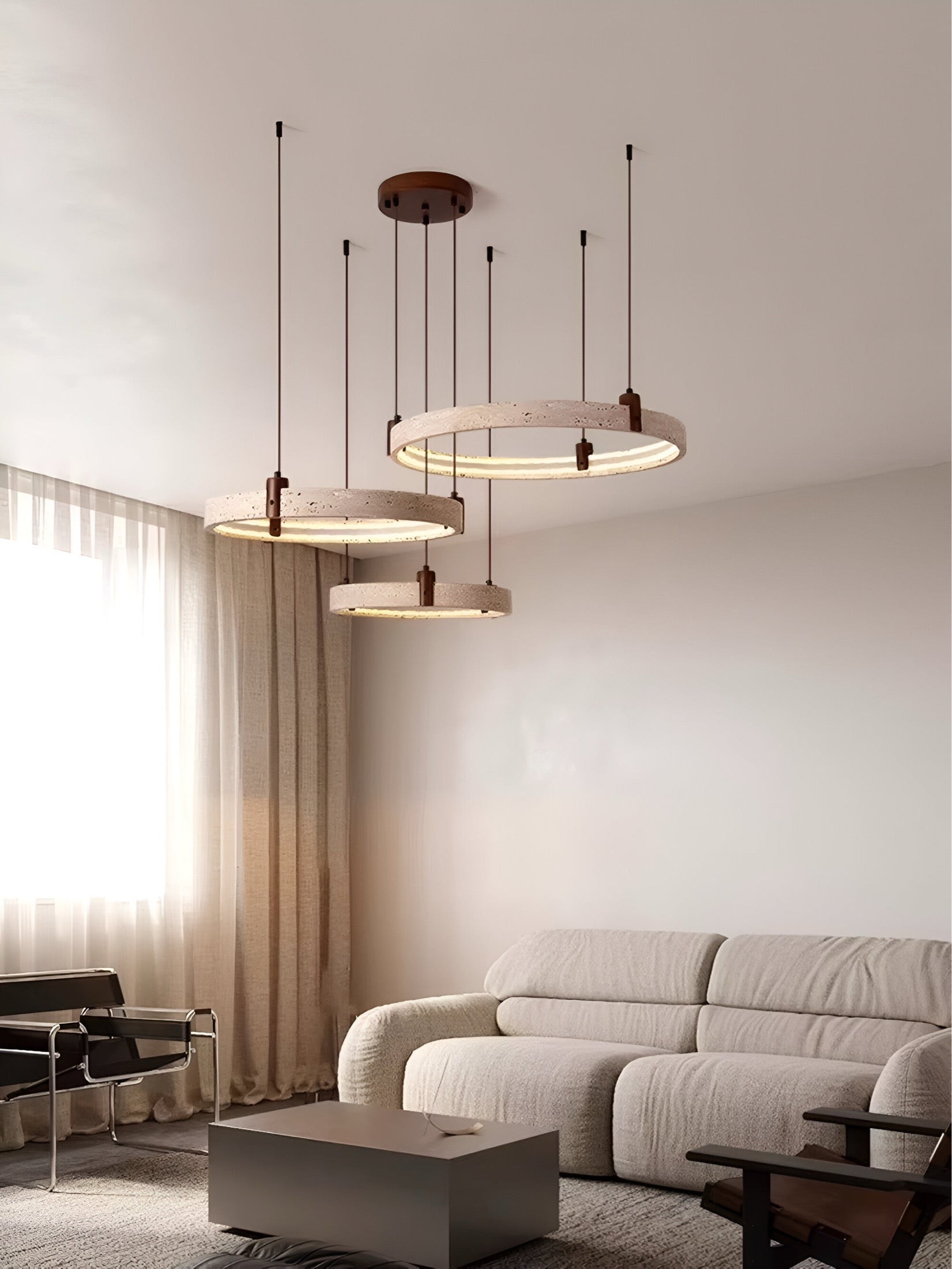 Simple Circular Travertine Pendant Lamp G29