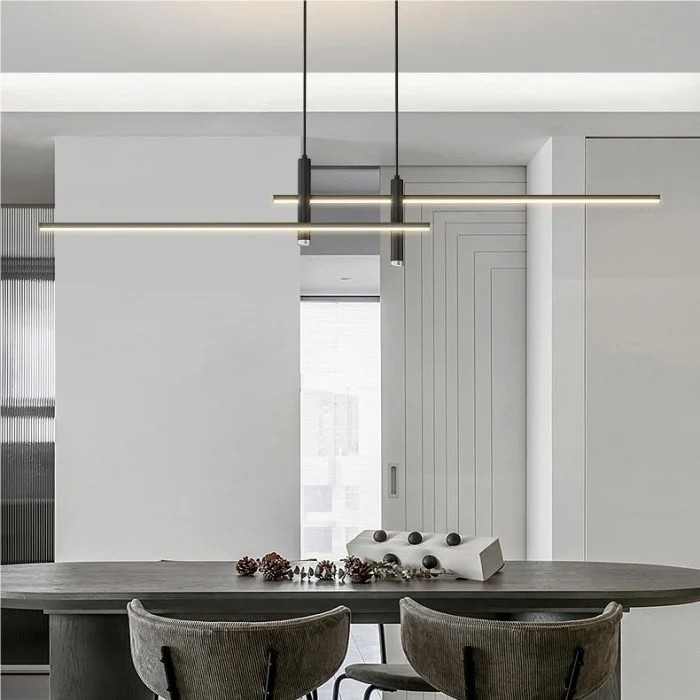 Modern Minimalist Sleek Metal Rod Chandelier M34