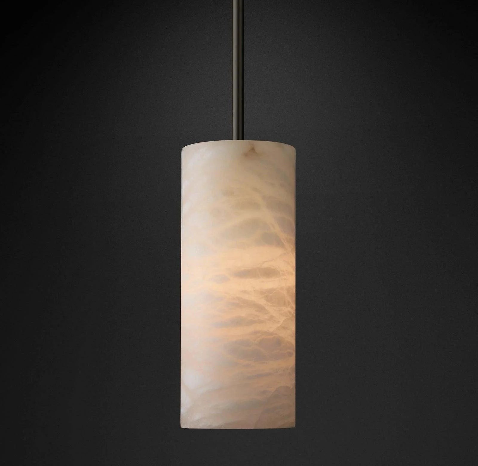 Hand Carved Alabaster Cylinder Pendant Light T115