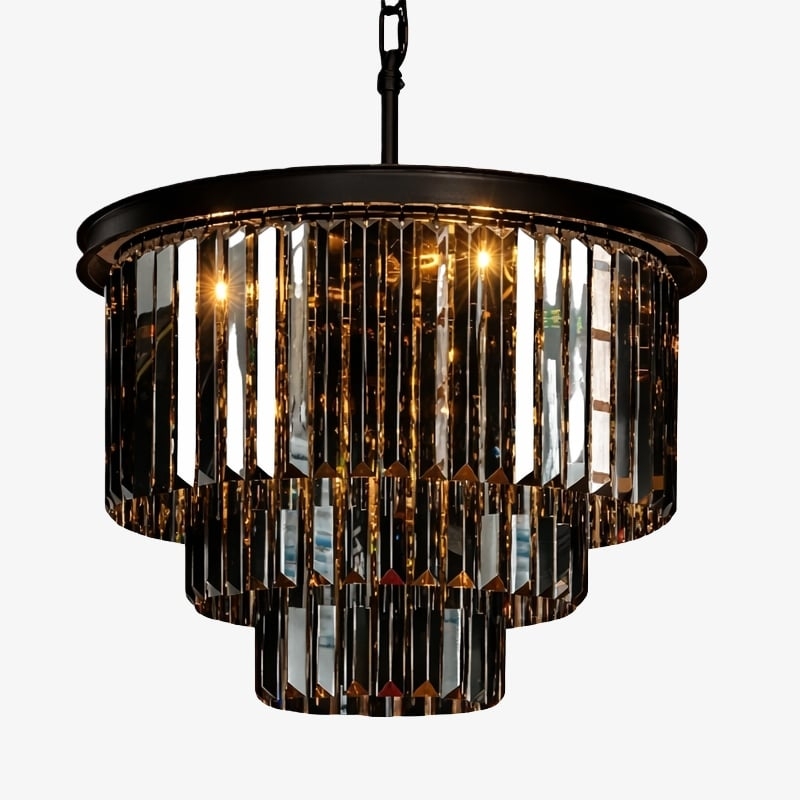 Aurevon Crystal Prism Metal Frame Modern Ceiling Chandelier for Home and Hotel T494