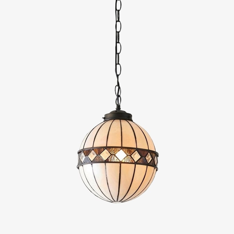TF Fargo Tiffany Style Globe Pendant - Handcrafted Art Glass Sphere Light for Kitchen Island T1033