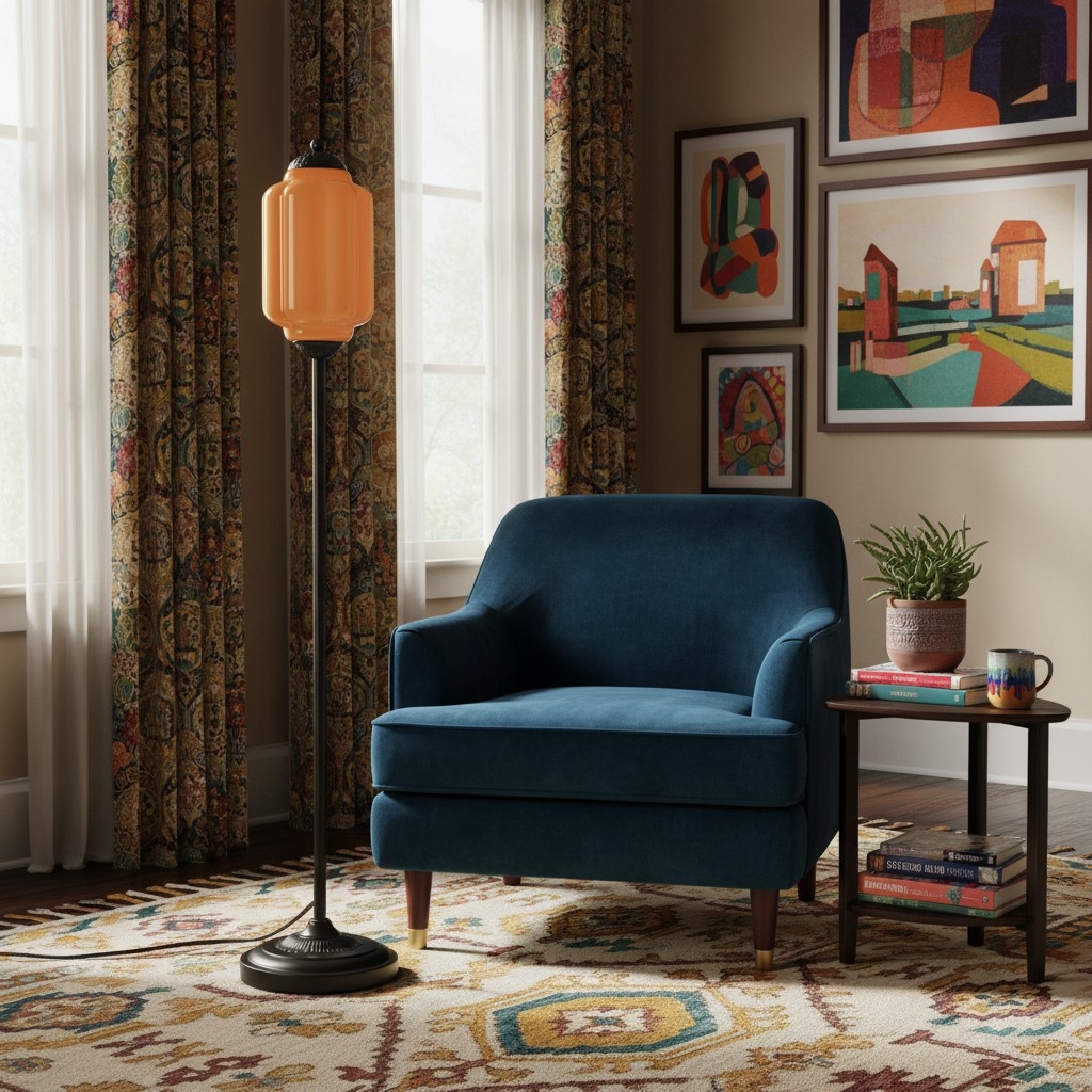 Eloise Pumpkin Glass Floor Lamp - Retro Lighting for Living Room T1169