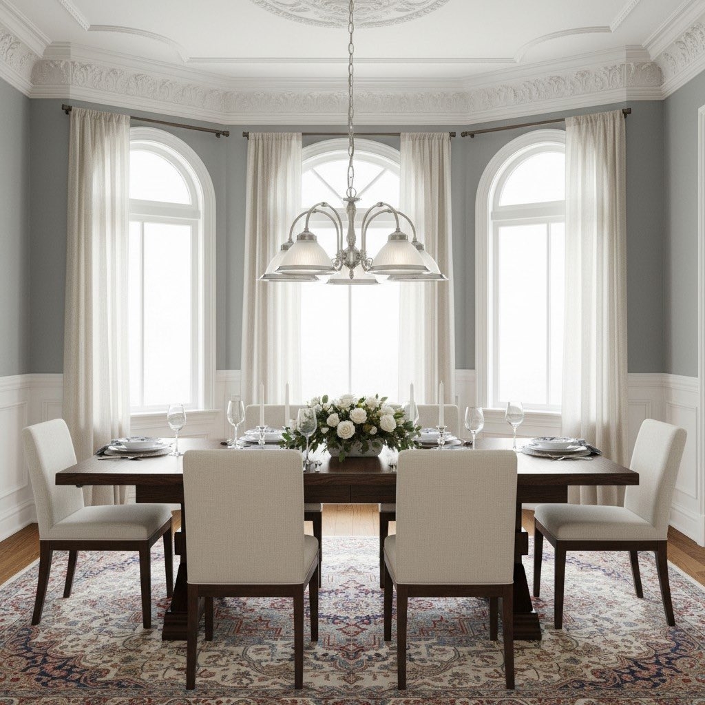 TF Vintora Ribbed Glass Pendant Light - Elegant Metal Trim for Kitchens, Dining Areas and Hallways T1022