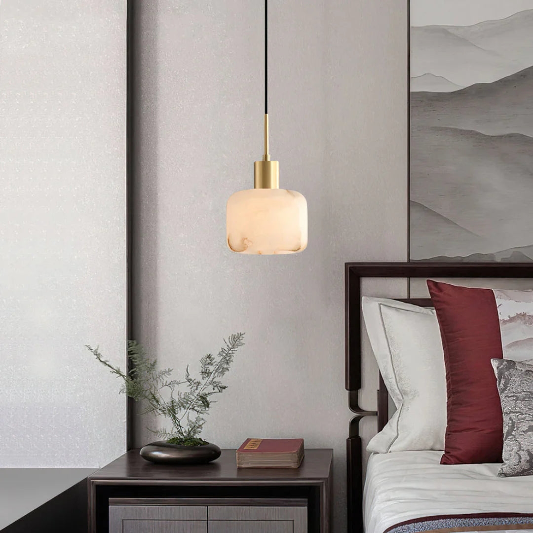 Velia Acorn Alabaster Minimalist Pendant Light T2168