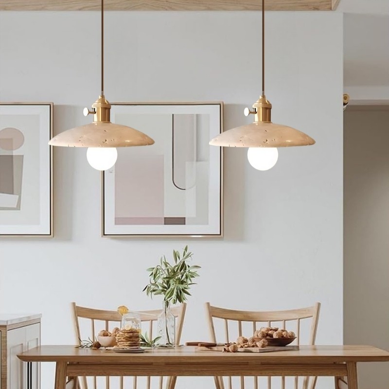 Modern Travertine Pendant Lamp – Antique Copper Fixture S279