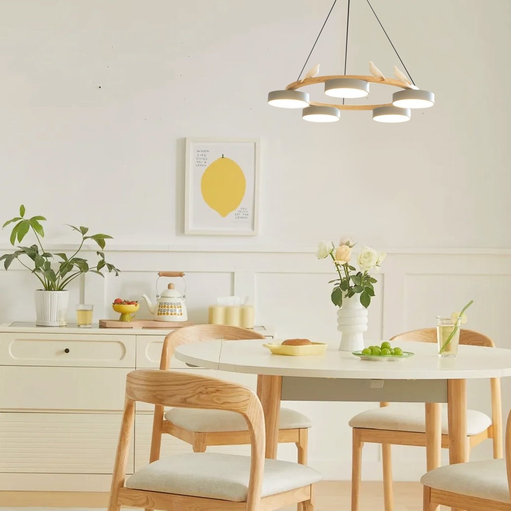 Nordic Wooden Bird Creative Round Chandelier S206