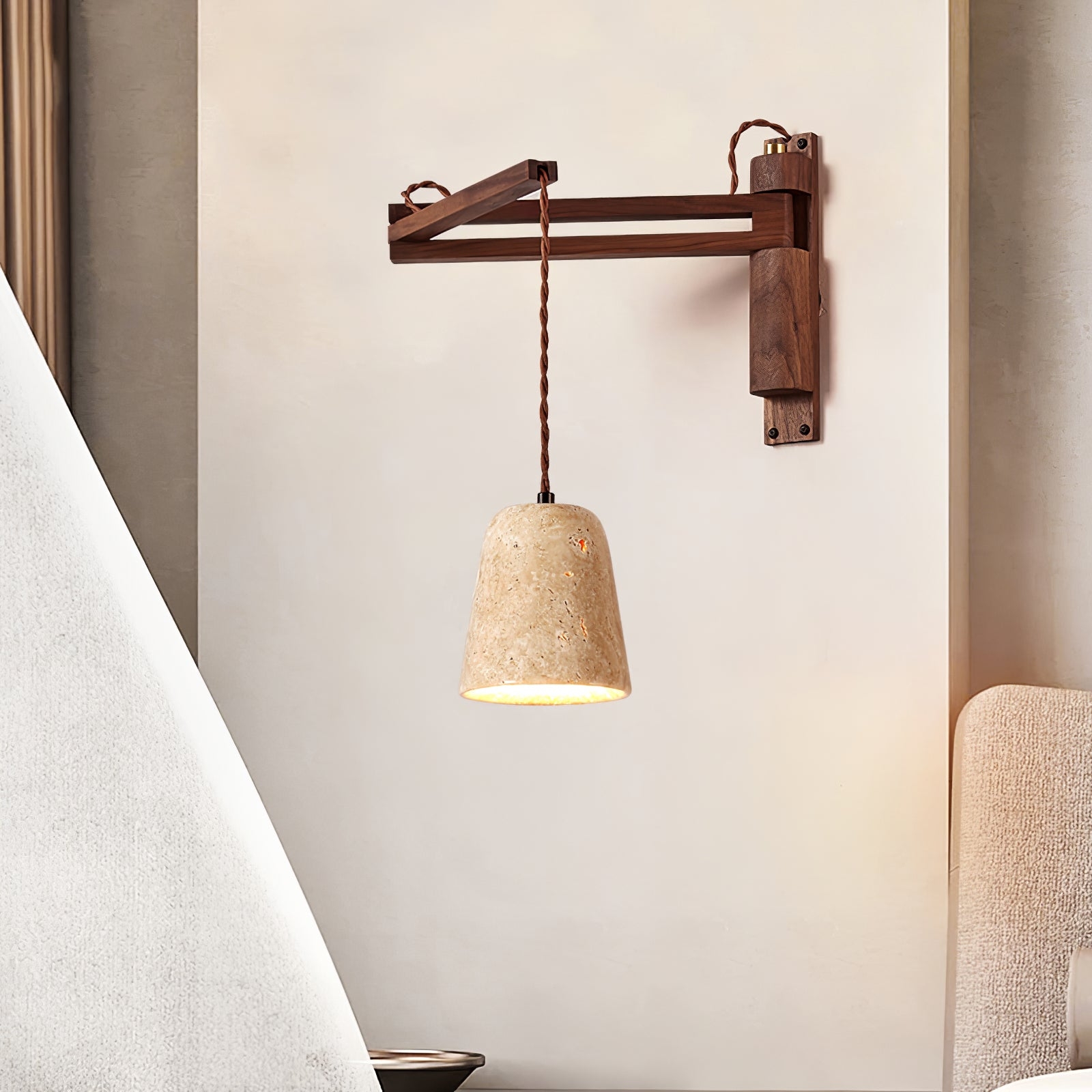 Adjustable Travertine Dome Wall Sconce T1606
