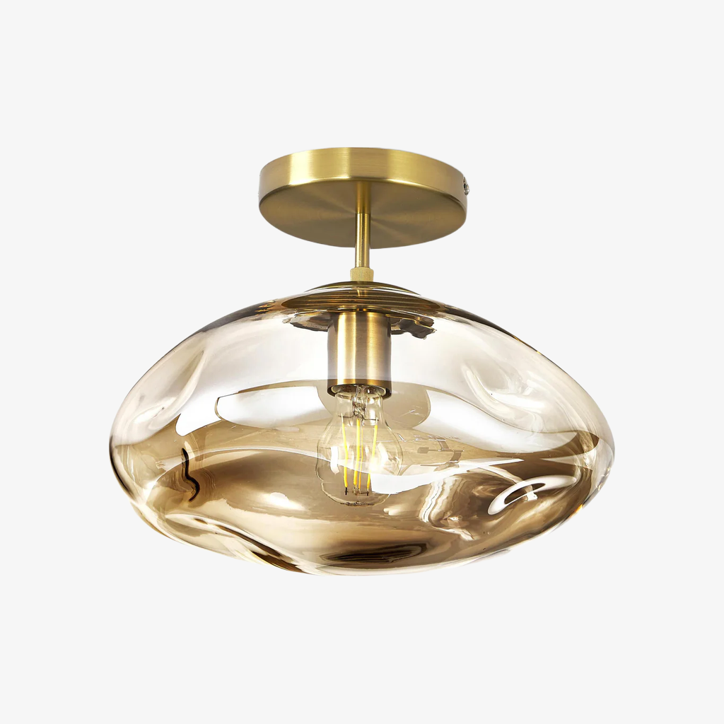 Glissora Reflective Glass Semi-Flush Ceiling Lamp - Sculptural Design Versatile Finish for Hallways Dining T799
