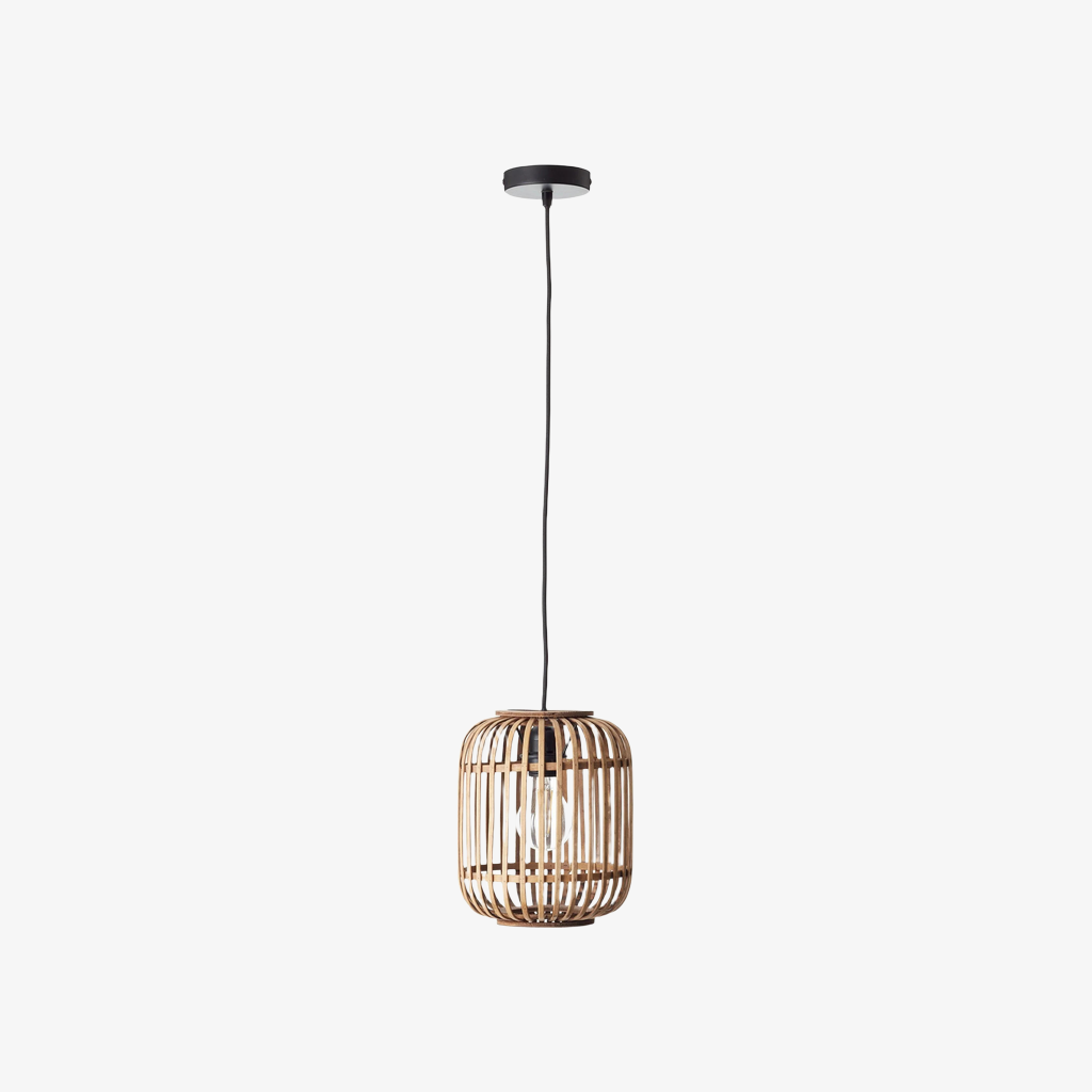 Yumeko Adjustable Bamboo Pendant Lamp - Natural Cage Ceiling Light Perfect for Living & Dining Rooms T999