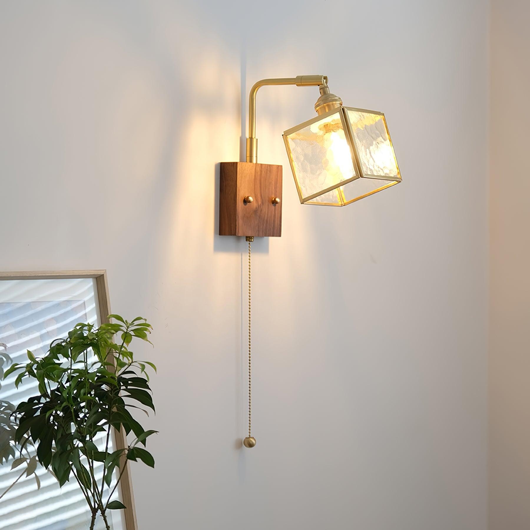 Square Glass Adjustable Wooden Wall Lamp M247