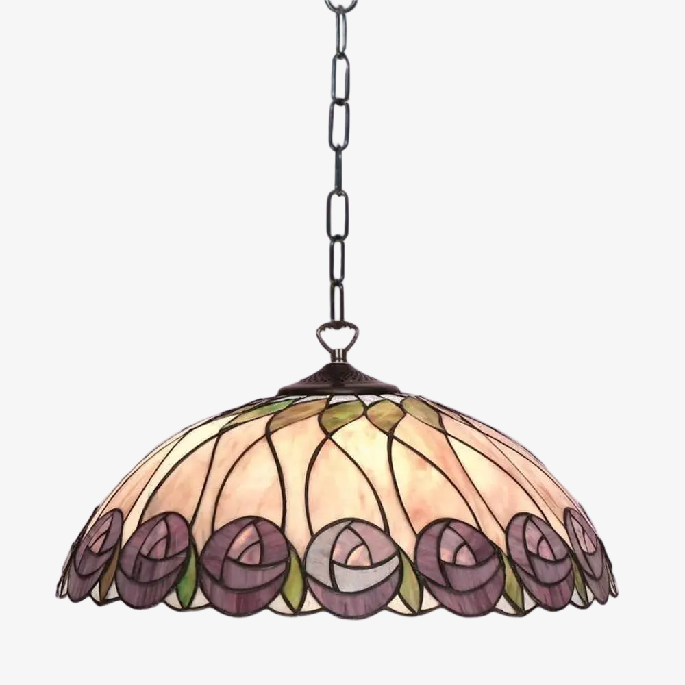TF Hutchinson Tiffany Glass Pendant Light with Artistic Mosaic Design for Dining and Living Spaces T956