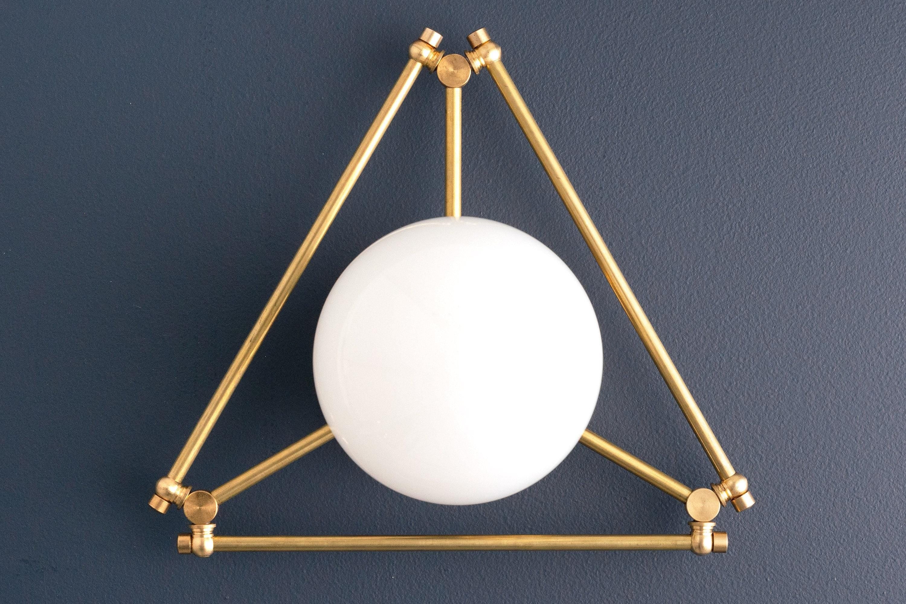 Glorica Glass Geometric Brass Ceiling Light - Hand-Blown Globe Design T363