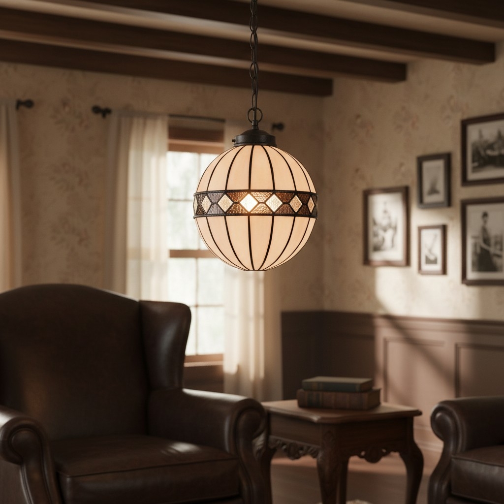 TF Fargo Tiffany Style Globe Pendant - Handcrafted Art Glass Sphere Light for Kitchen Island T1033