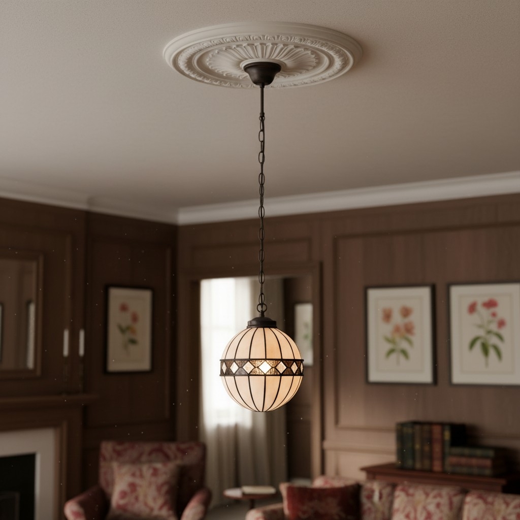 TF Fargo Tiffany Style Globe Pendant - Handcrafted Art Glass Sphere Light for Kitchen Island T1033