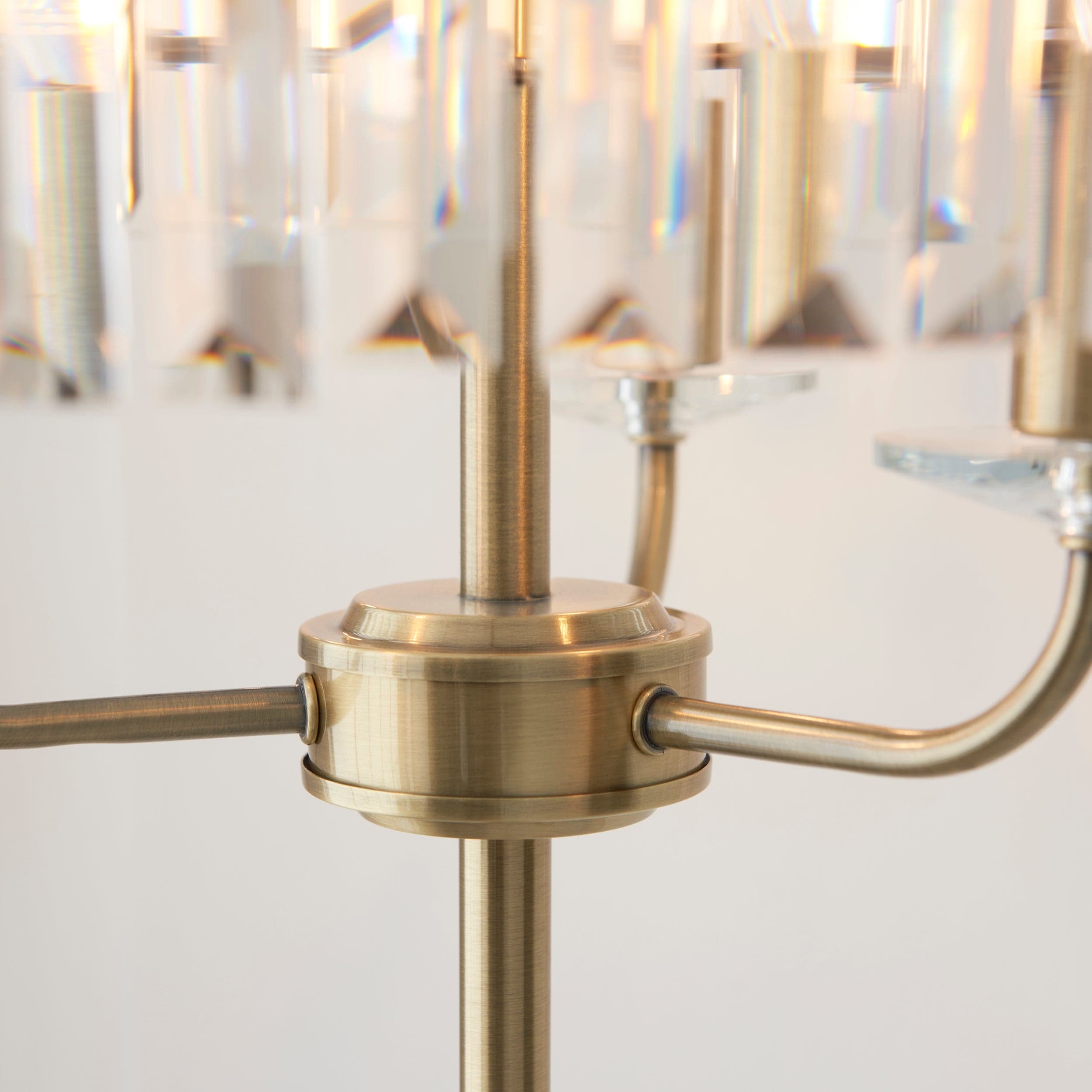 Beveline 3 Light Round Floor Lamp - Faceted Cut Glass Shades Classic Metal Finish For Living Rooms T877