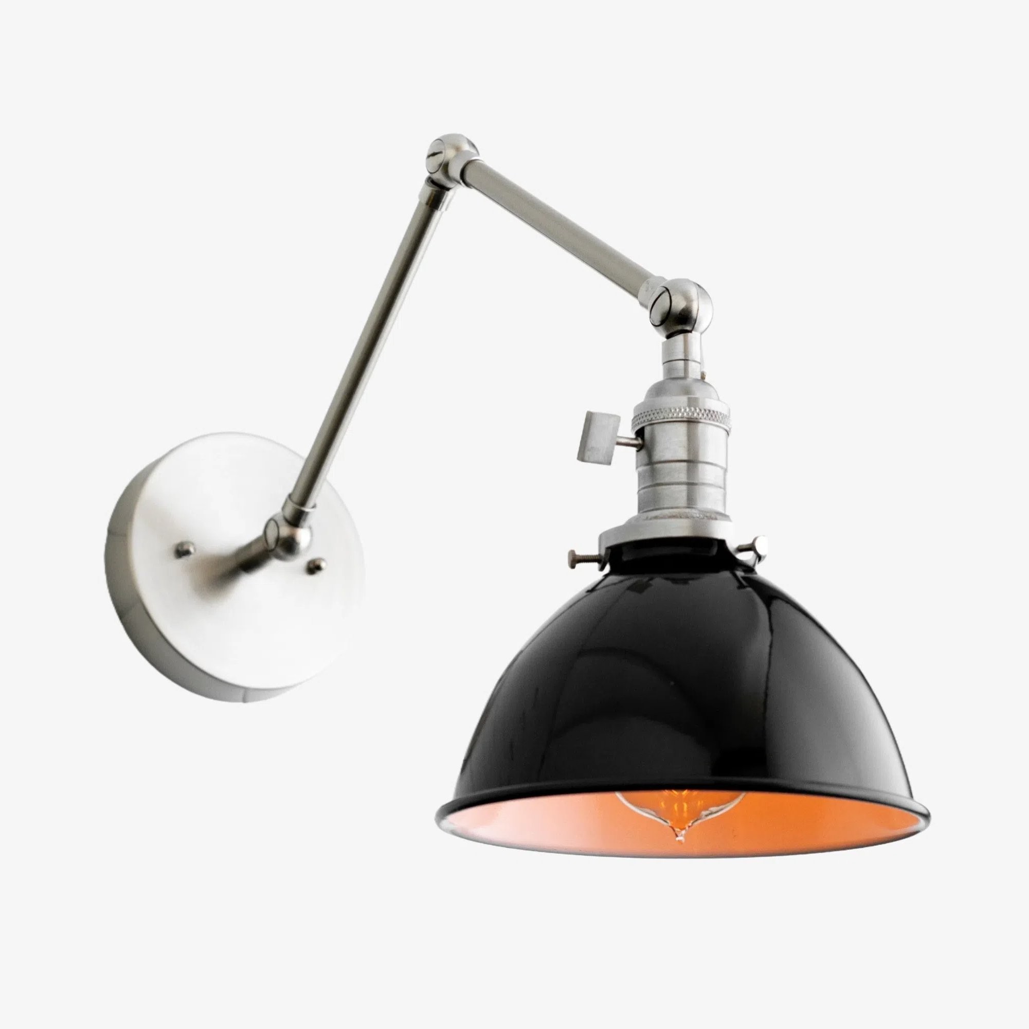 Conique Metal Vintage Industrial Swing Arm Wall Lamp - Adjustable Dome Shade for Study T313