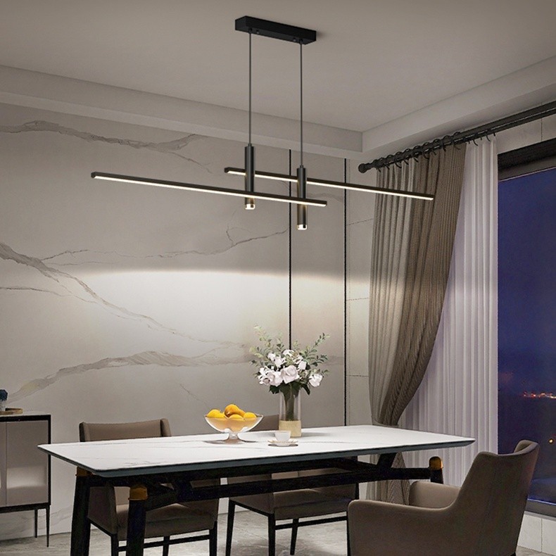 Modern Minimalist Sleek Metal Rod Chandelier M34