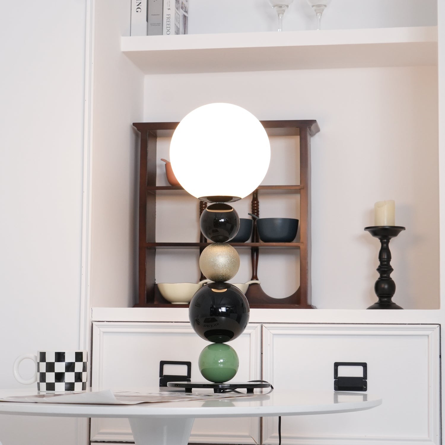 Round Balls Stacking Green Table Lamp M417
