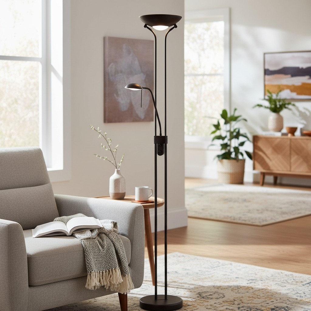 Linexis Art Deco Metal & Opal Glass Floor Lamp - Dual-Light Design for Modern Interiors T942