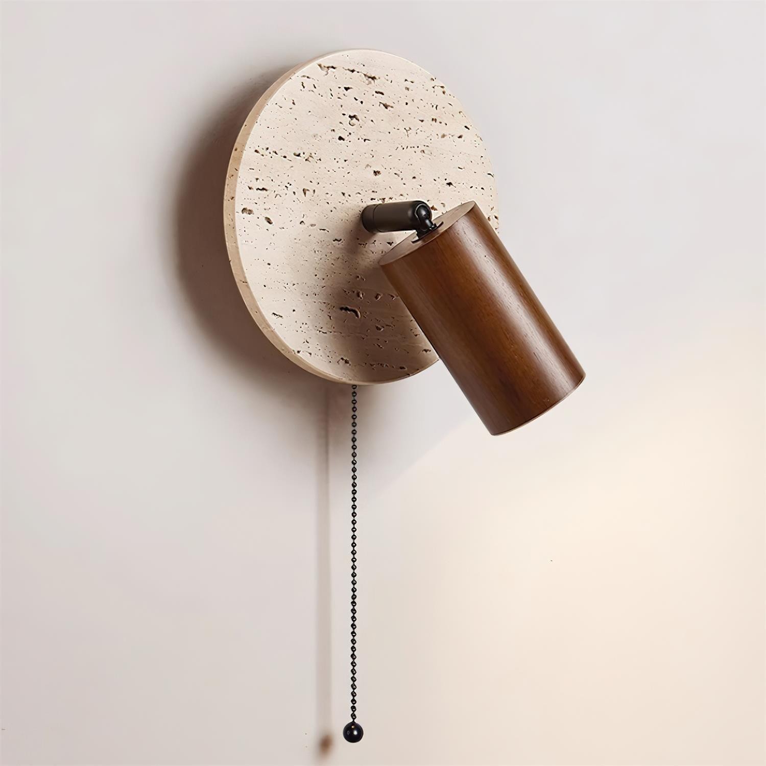 Travertine Round Wall Lamp - Vintage Style for Bedroom M257