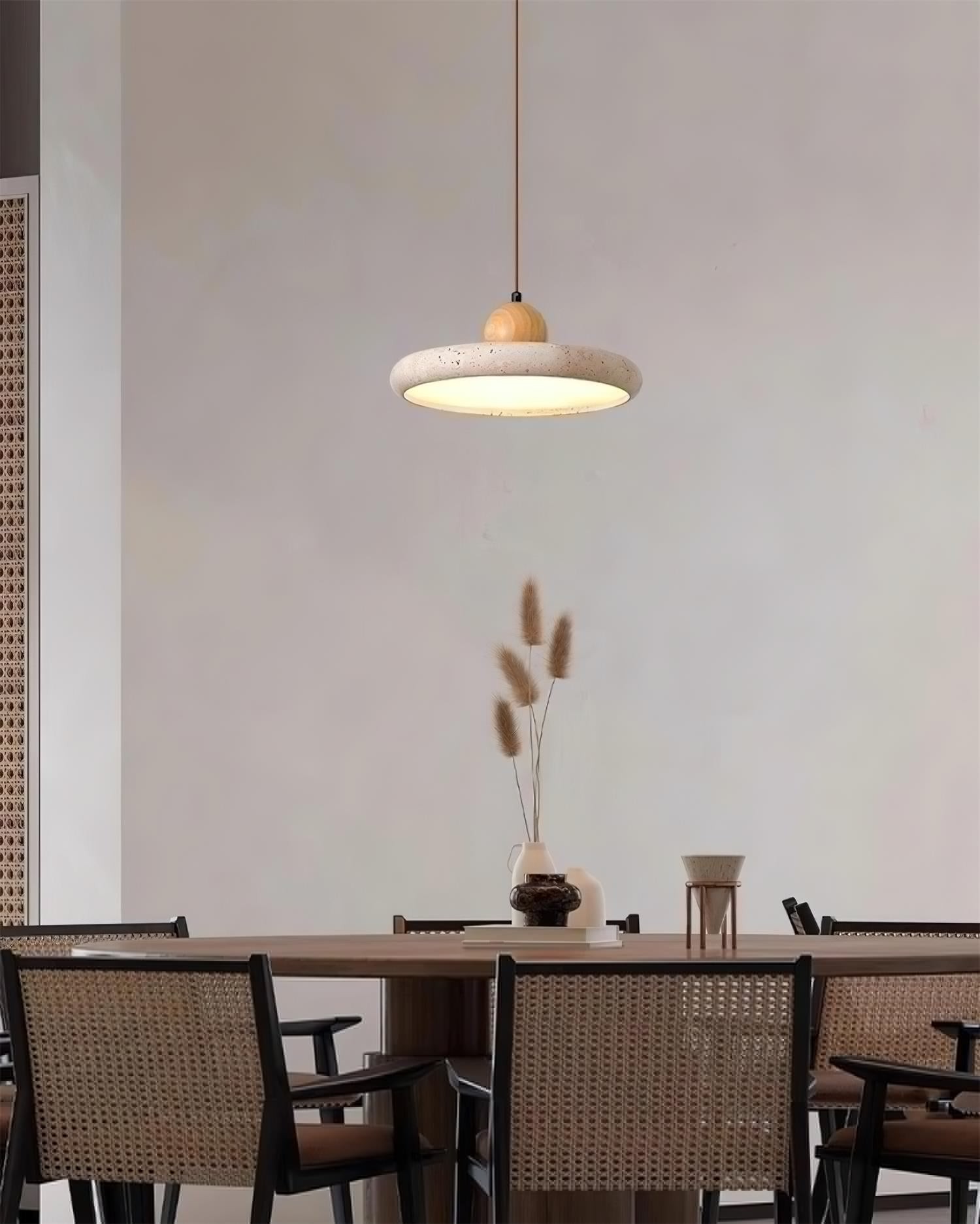 Natural Stone Disc Pendant Light  -  Wooden for Island Ambient Lighting M139