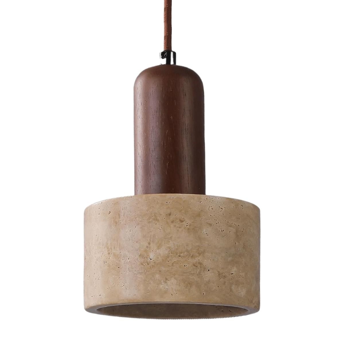 Minimalist Travertine Pendant Light With Wooden Top S264