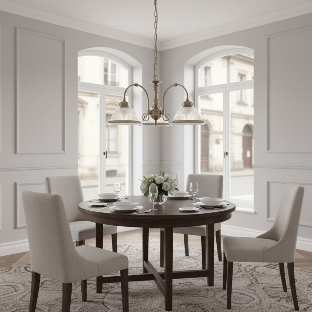 TF Vintora Ribbed Glass Pendant Light - Elegant Metal Trim for Kitchens, Dining Areas and Hallways T1022