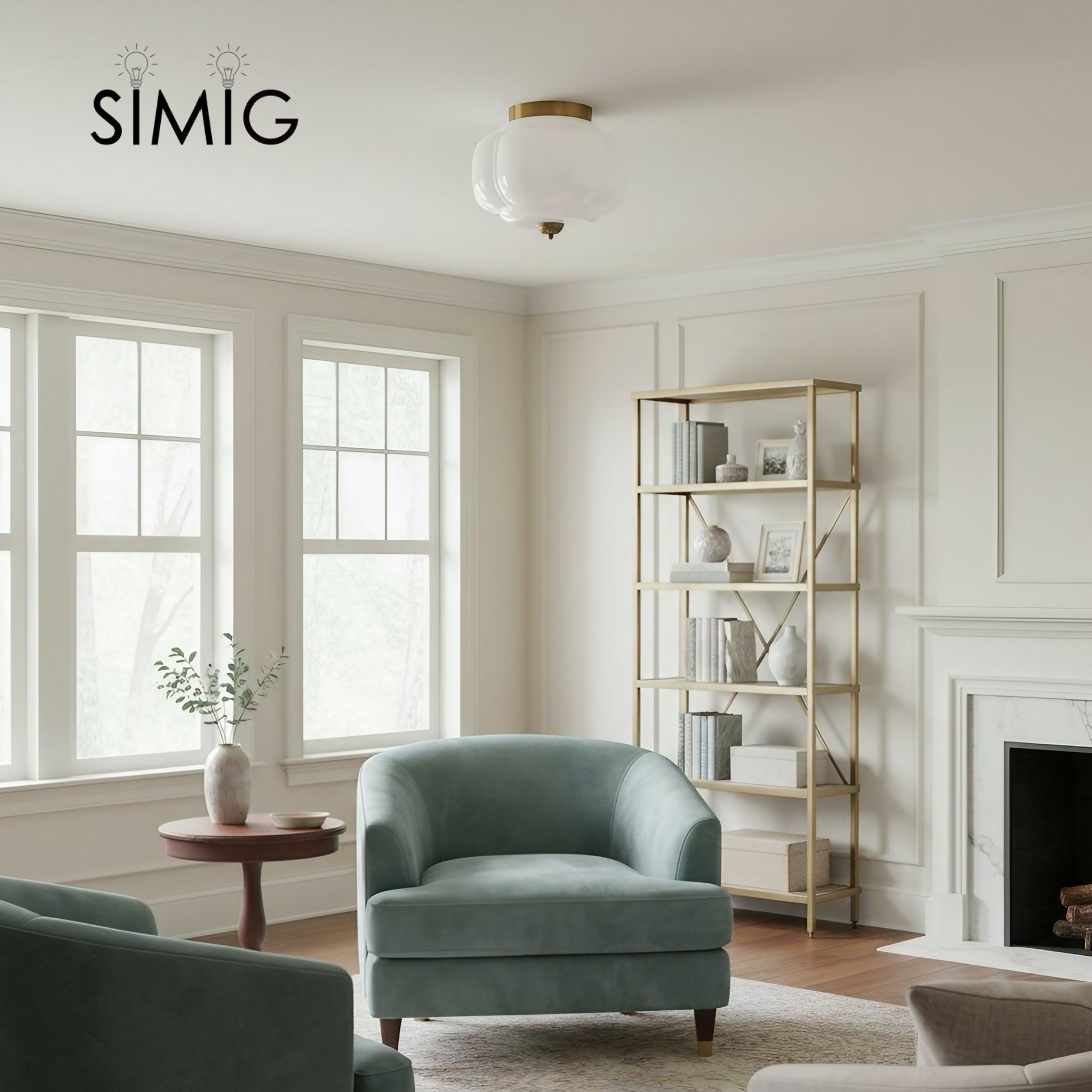 Eloise Ceiling Light - Elegant Retro Brass Ceiling Light for Living Room G55