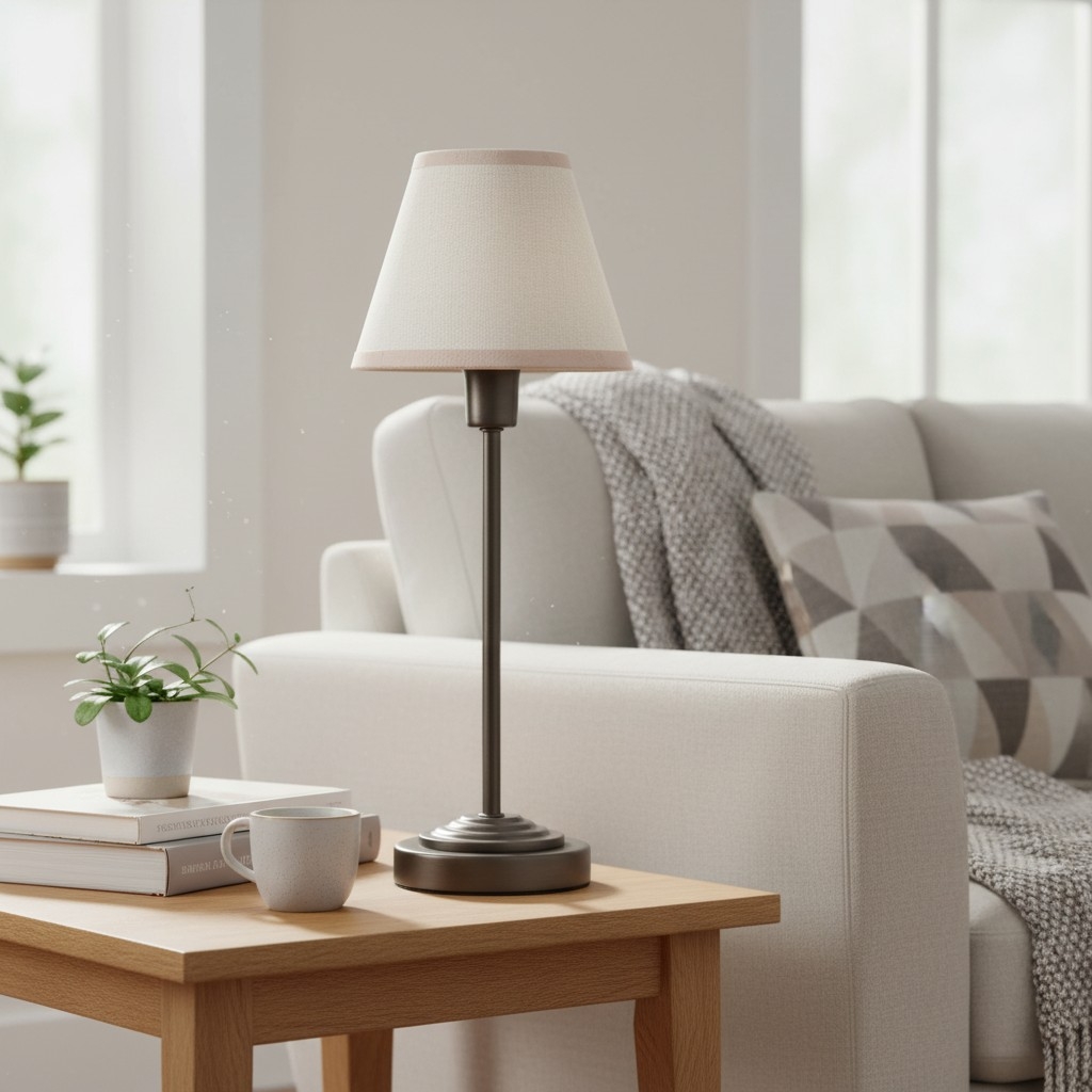 Bronzuno Textured Fabric Desk Lamp - Modern Metal Base Lighting for Offices or Lounges T927