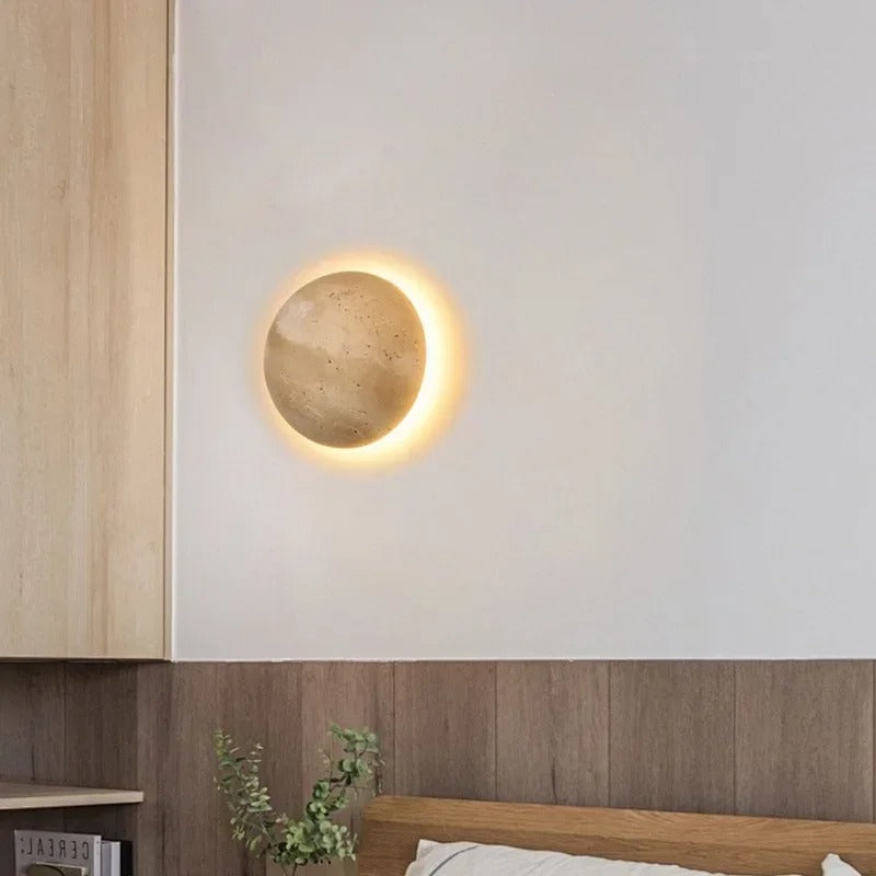 Amber Loft Travertine Round Sconce Wall Light T2109