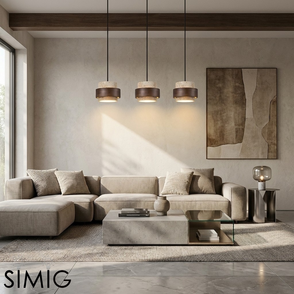 Travertine Drum Minimal Pendant - Kitchen Island Light M169