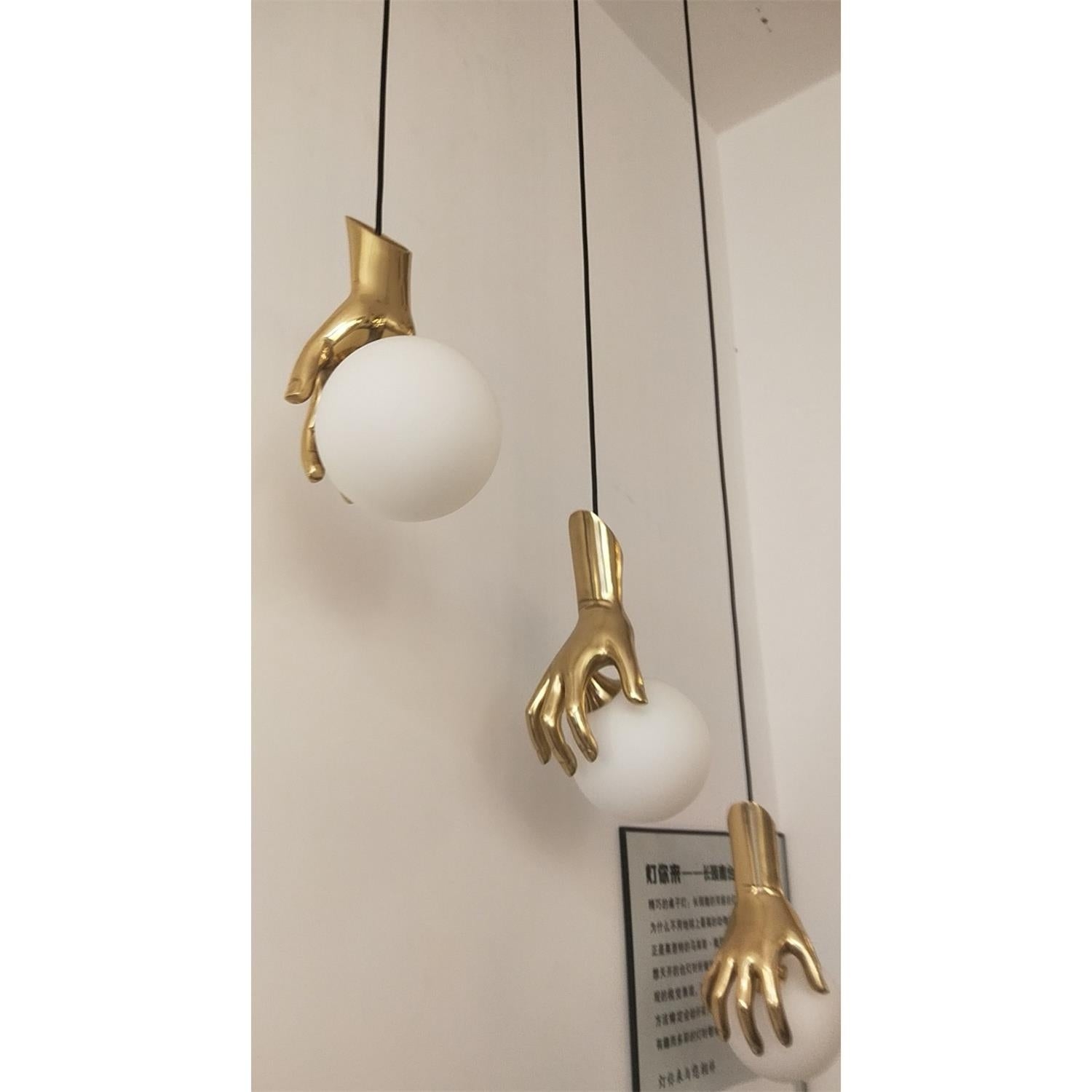 Hand Holding Globe Pendant Light T1675