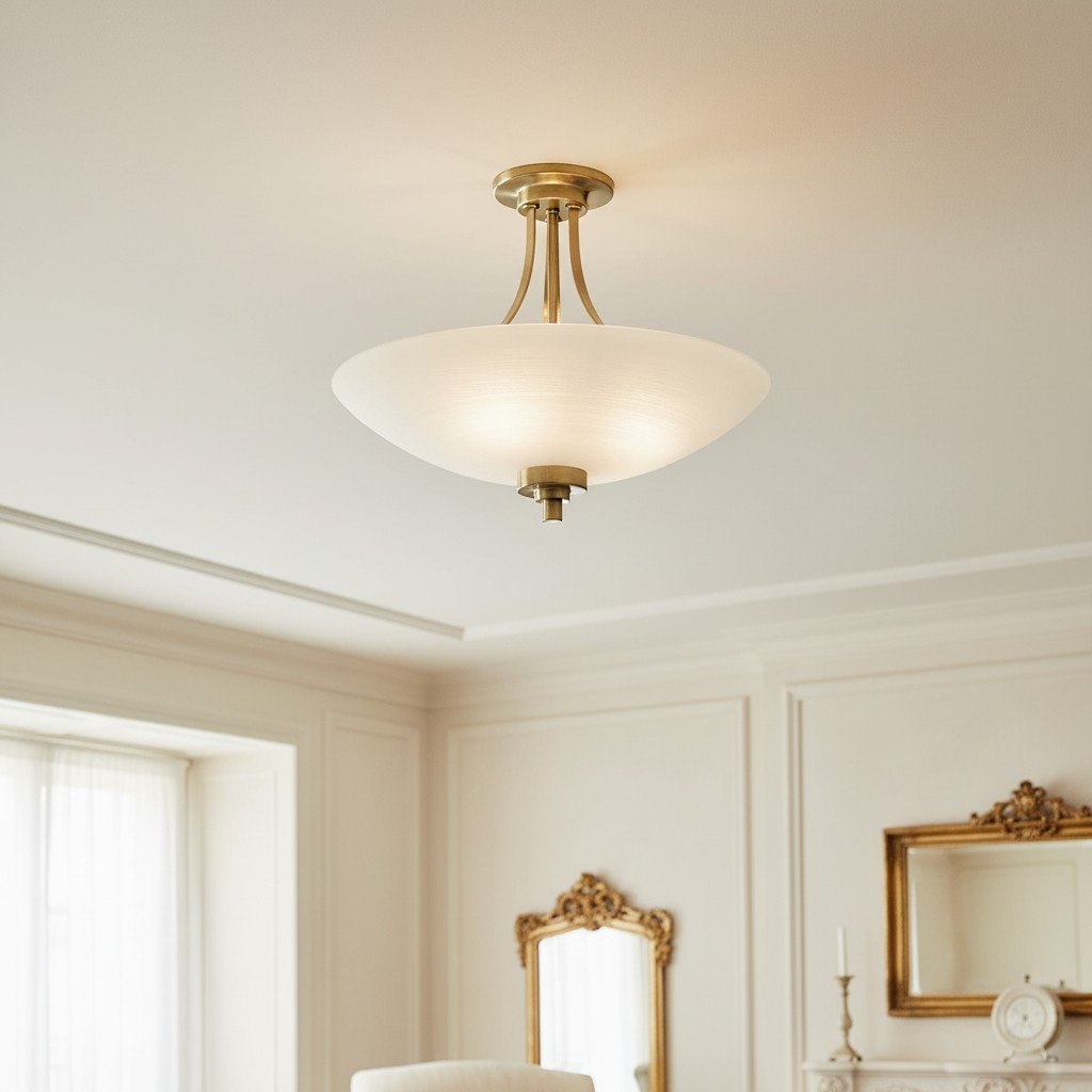 Lunetal Timeless Three-Arm Structure Semi Flush Chandelier - Vintage Pendant Light for Bedroom or Entry T839