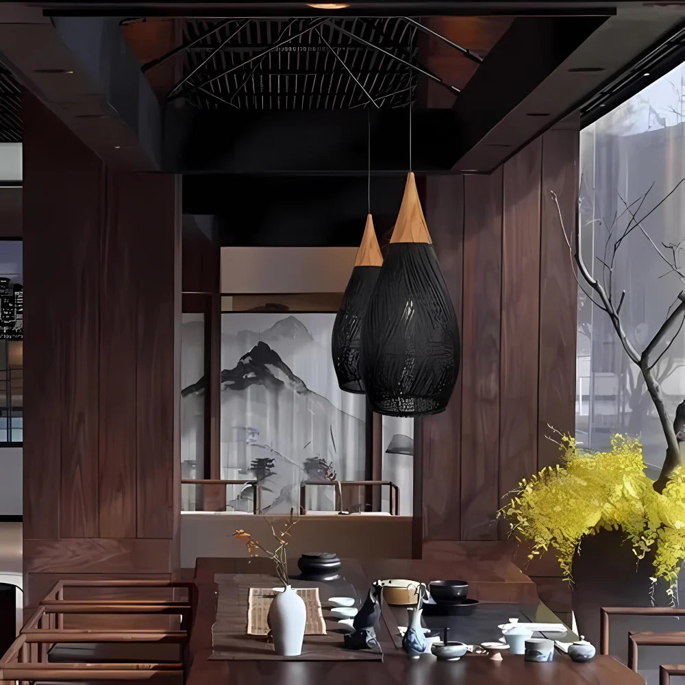 Handmade Rattan Tapestry Pendant Light T2063