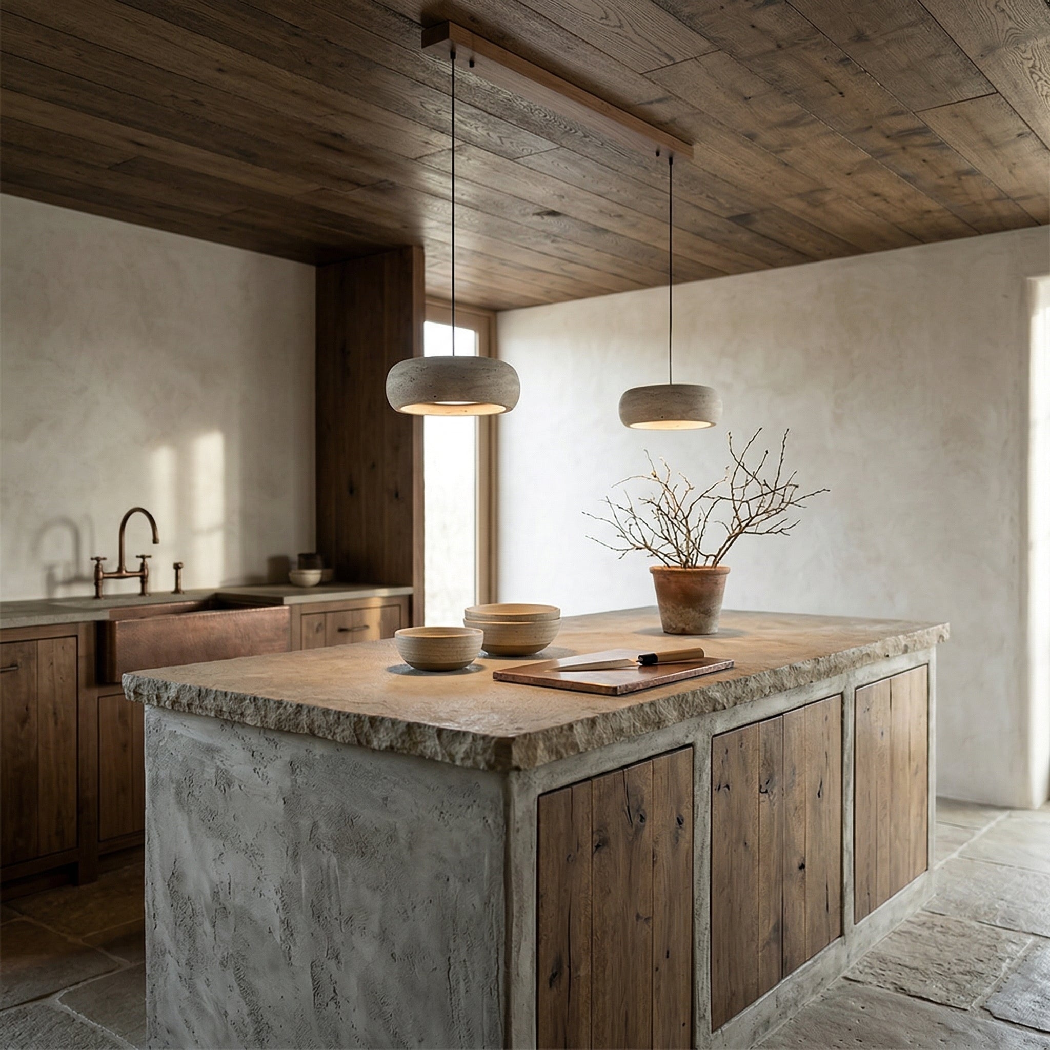Travertine Drum Pendant Lamp T1832