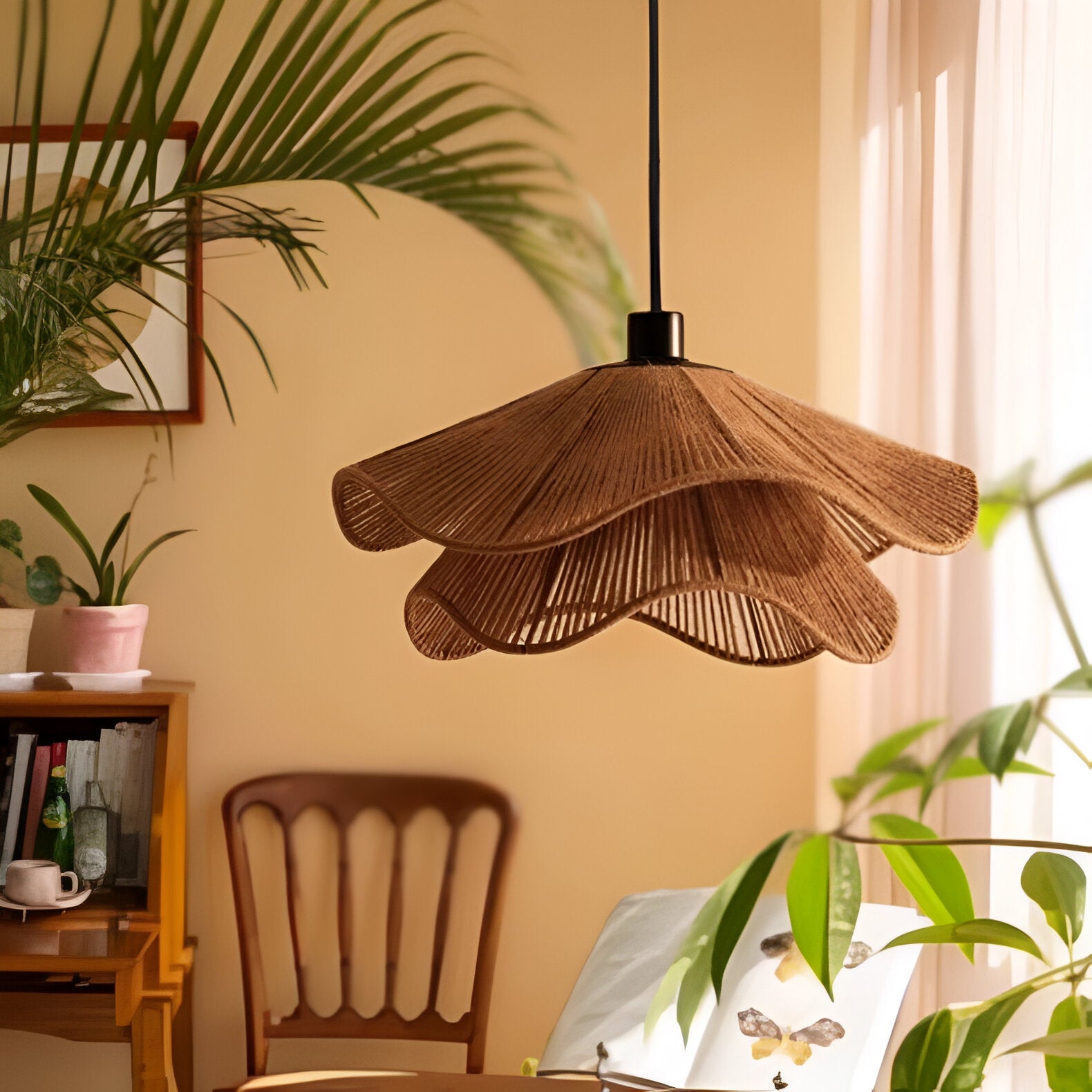 Cape Points Boho Natural Jute Fiber Pendant Light T2062