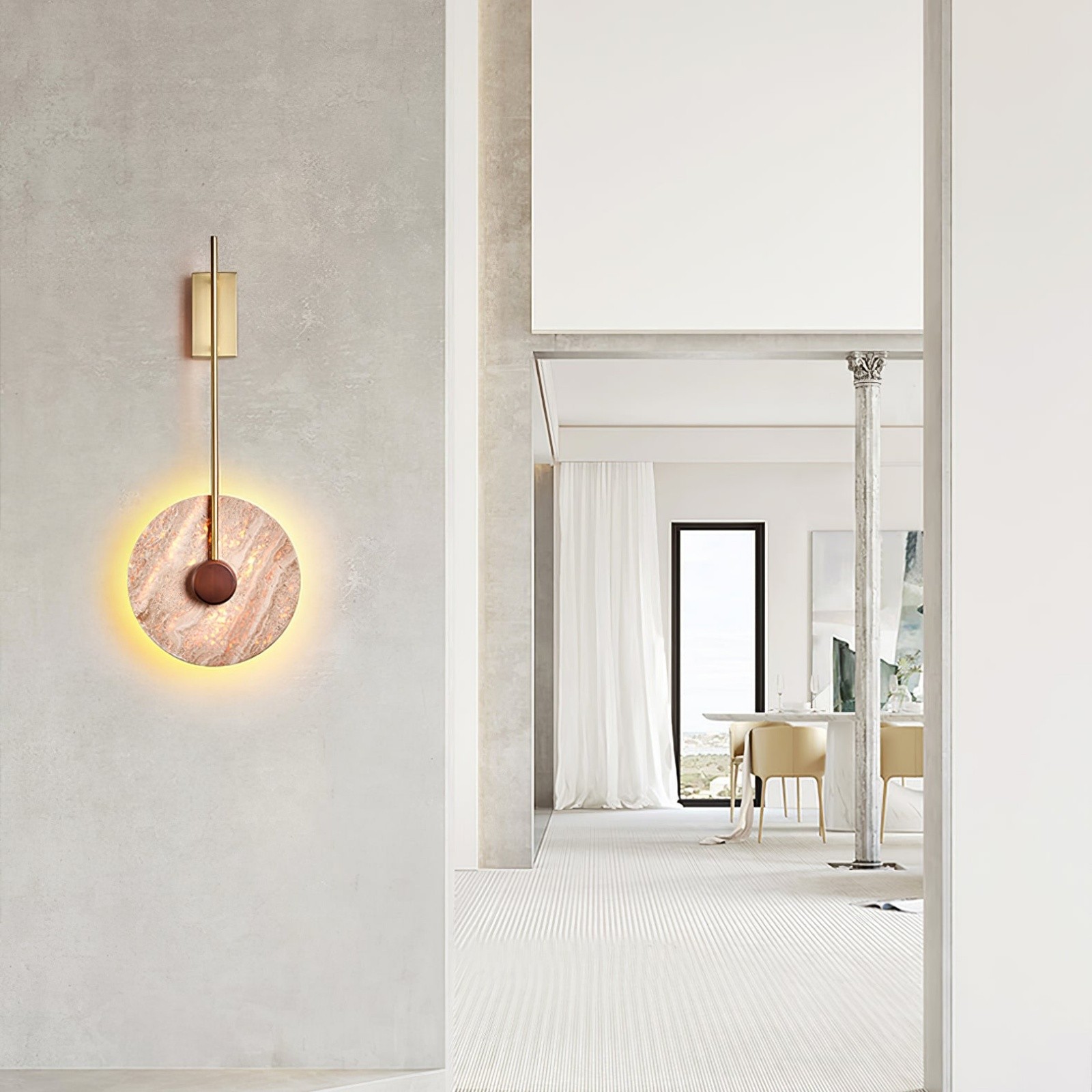 Minimalist Guitar Vertical Design Travertine Wall Sconce S311