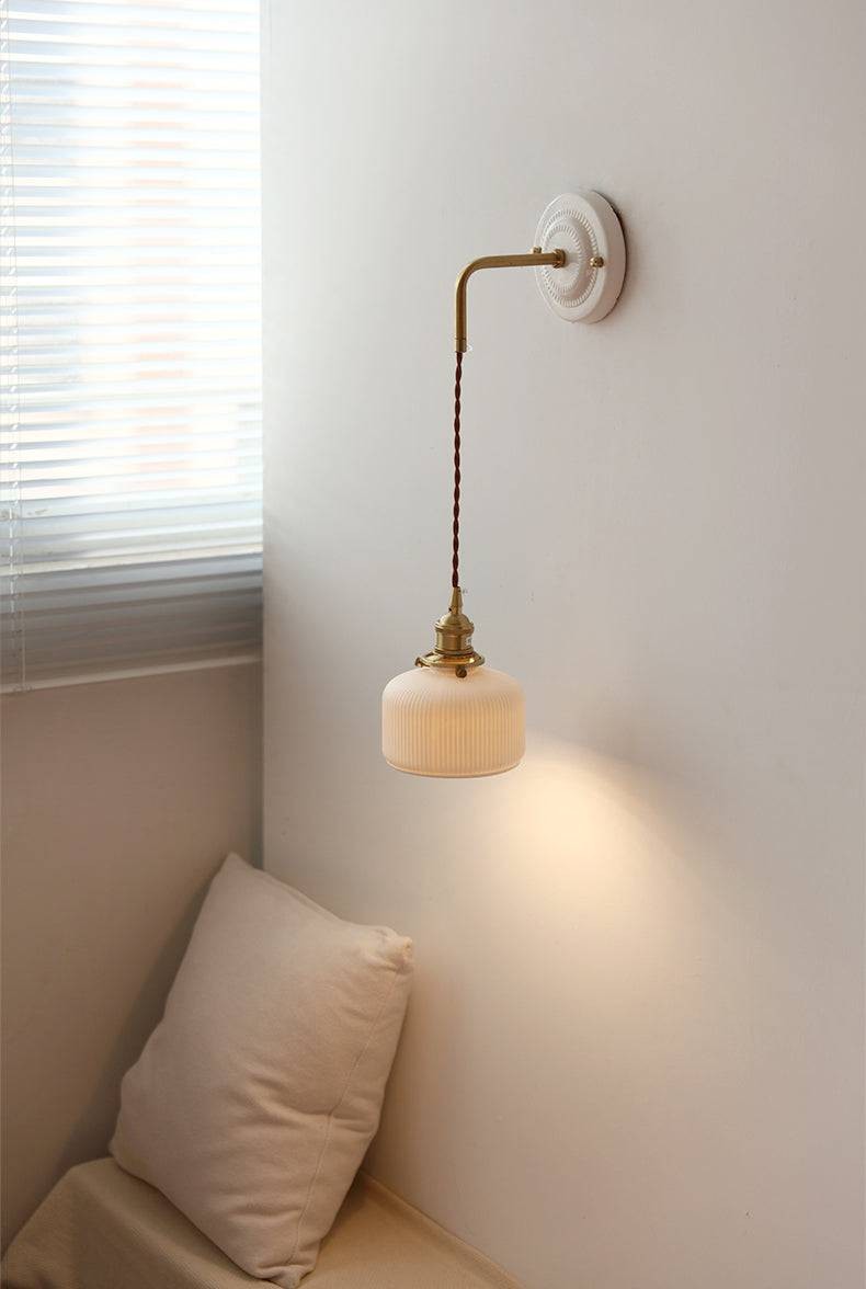 Elegant Ceramic Wall Sconce – Minimalist Modern Lighting for Living Rooms T449