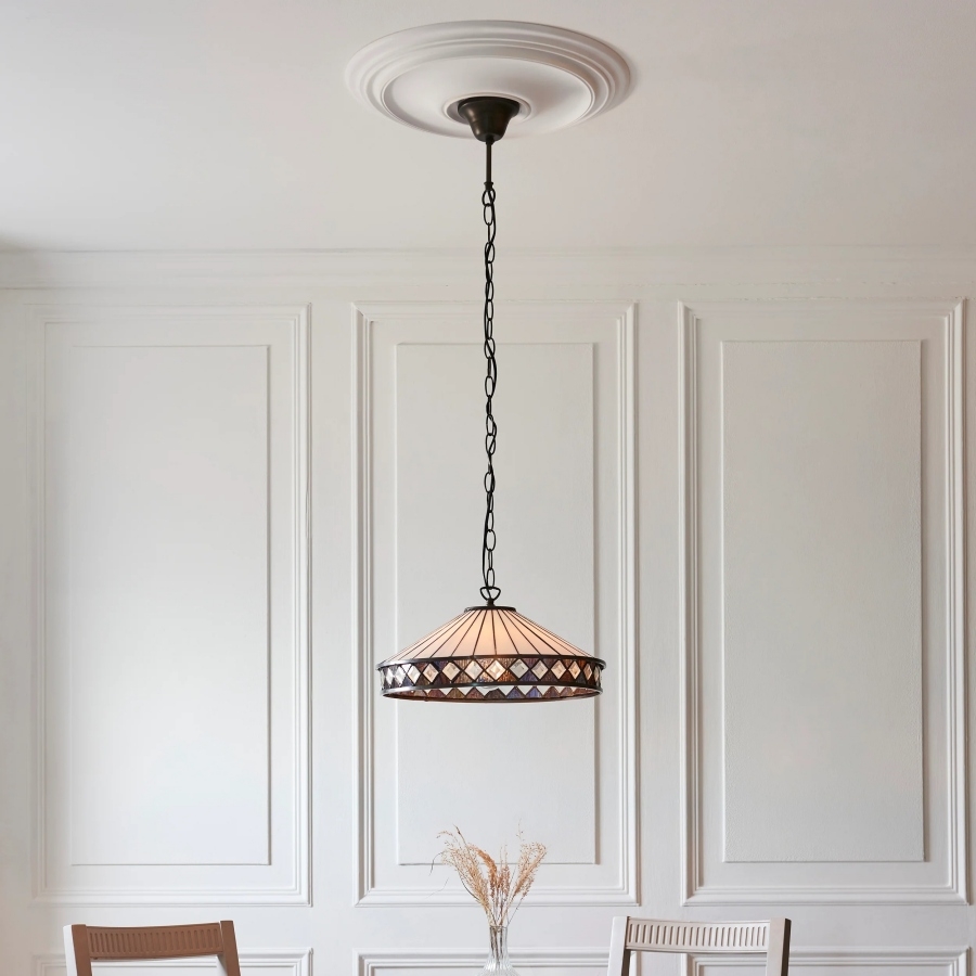 TF Fargo Pendant Light - Tiffany Style Lighting with an Art Deco Shade and Adjustable Chain T970