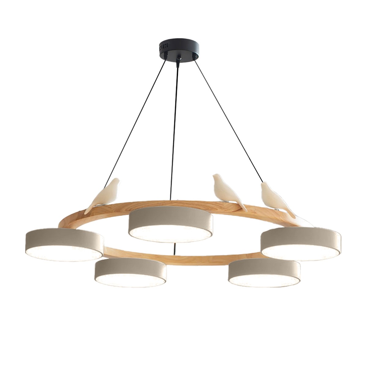 Nordic Wooden Bird Creative Round Chandelier S206
