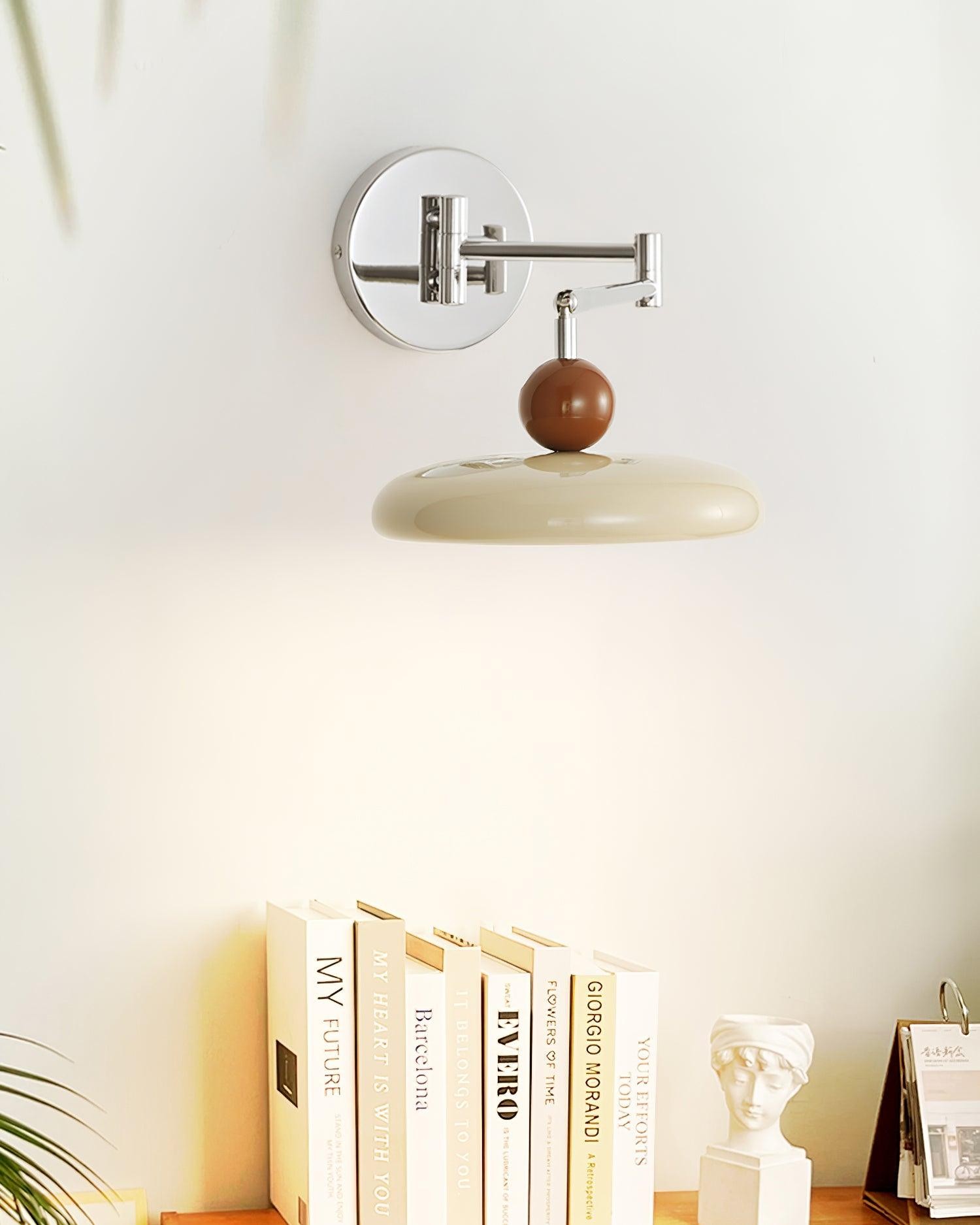 Cream Style Adjustable Swing Arm Disc Reading Wall Lamp M141