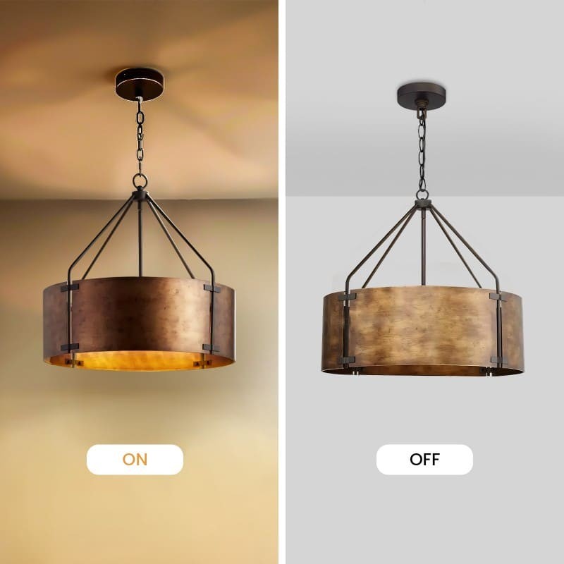 Vintage Brass Drum Pendant Lamp – Aged Metal & Warm Glow G94