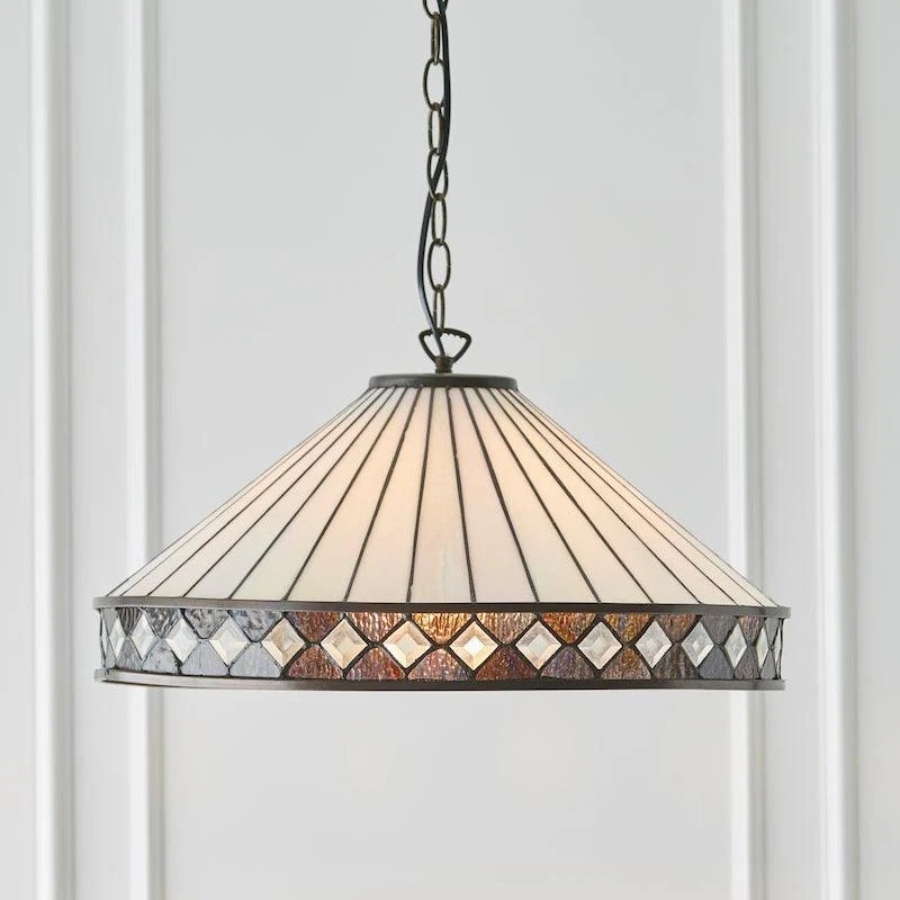 TF Fargo Pendant Light - Tiffany Style Lighting with an Art Deco Shade and Adjustable Chain T970