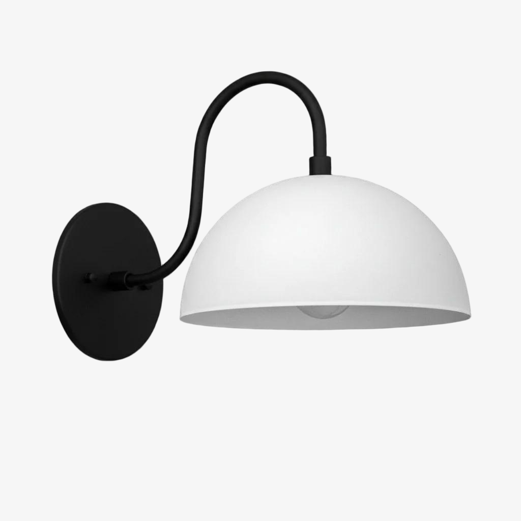 Curva Metal  Industrial Wall Sconce - Curved Brass Arm - Hammered Dome Light Fixture T408