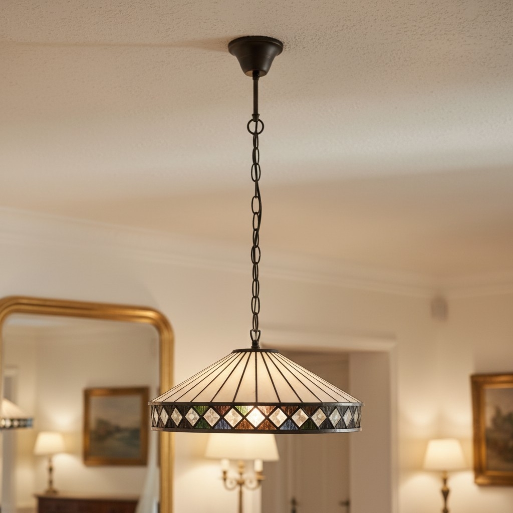 TF Fargo Pendant Light - Tiffany Style Lighting with an Art Deco Shade and Adjustable Chain T970