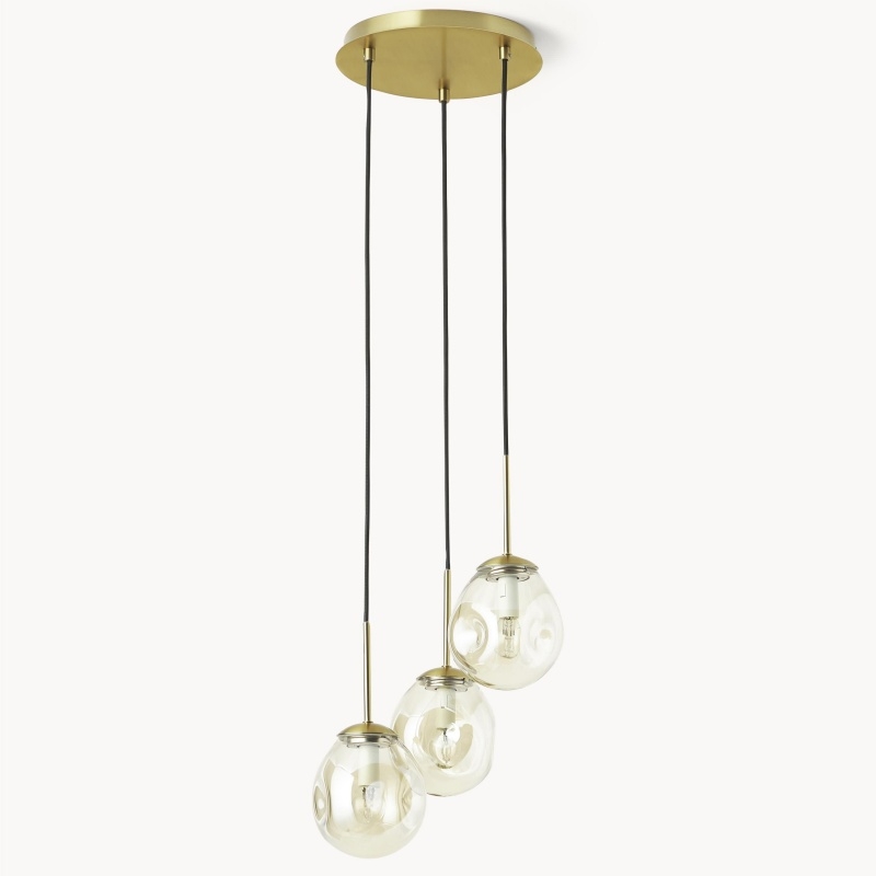 Glissora Hanging Light - Sculptural Cluster Design Tinted Glass and Metal for Entryway T797