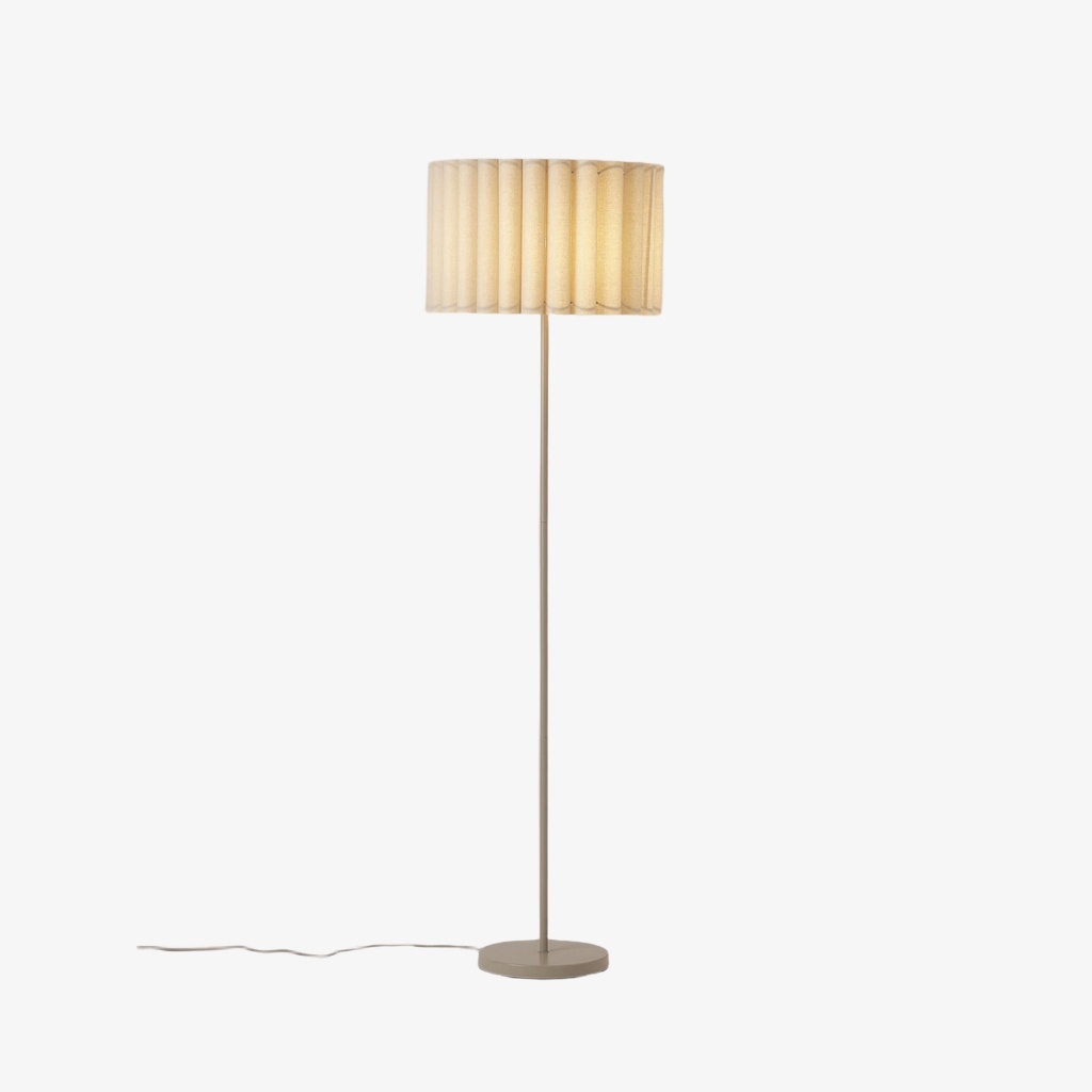 Velura Stand Floor Lamp - Beige Linen Shade and Metal Stand T1070
