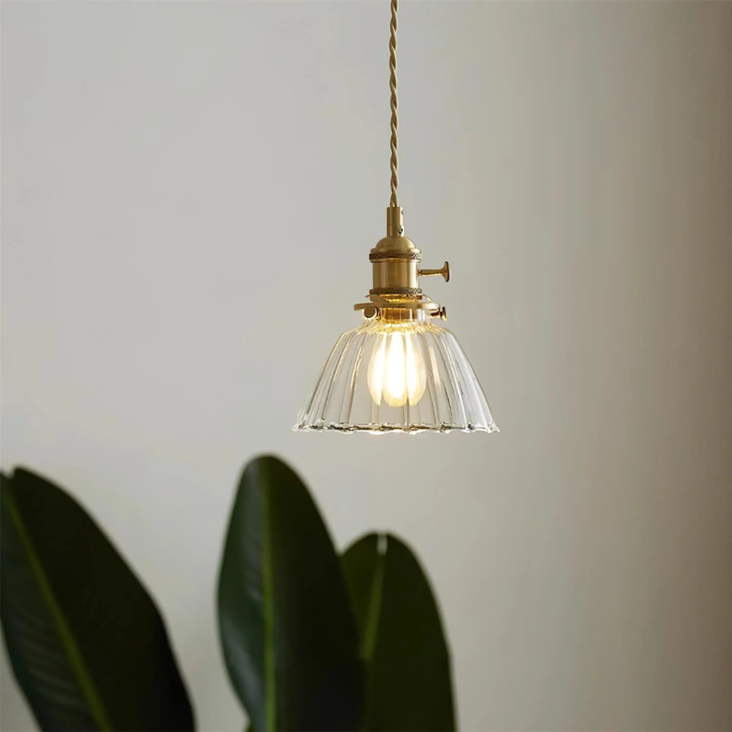 Jasmine Vintage Brass Glass Pendant Light T2174